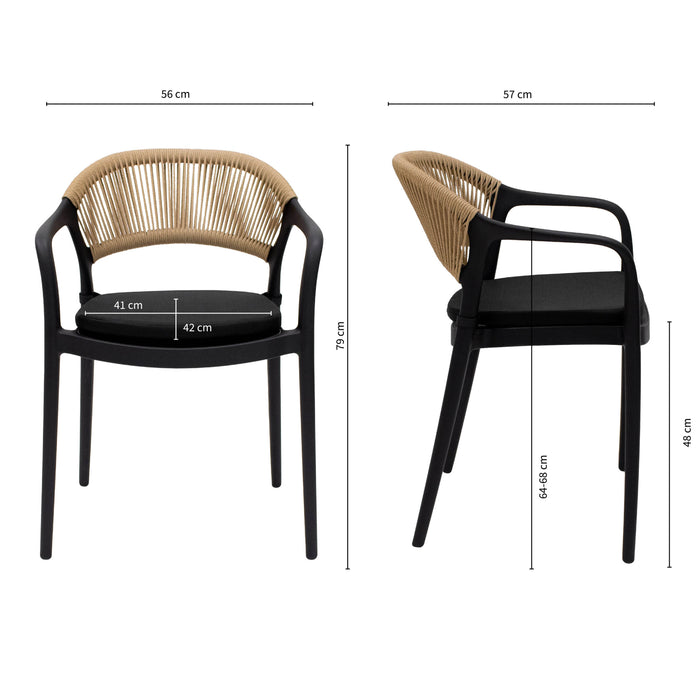 Kick tuinstoel Coco - Zwart|Beige