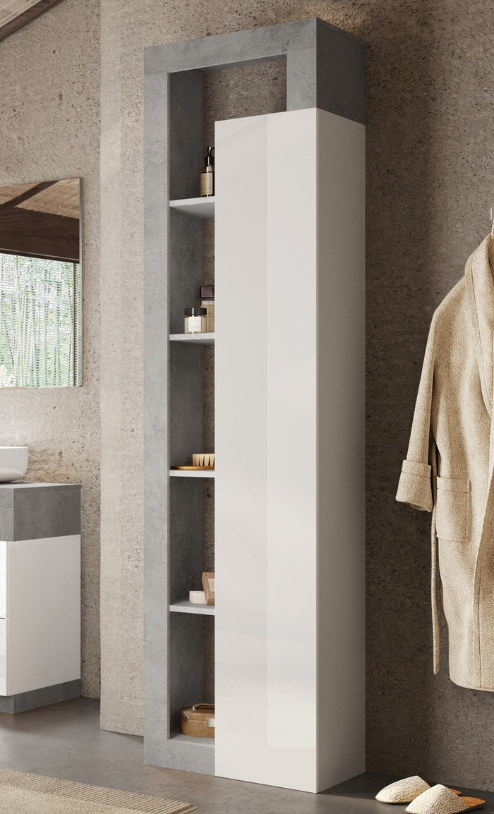 Benvenuto Design Hamburg HG Wit | Beton Badkamerkast 1-Deur 4-Planken