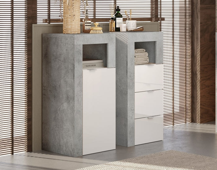 Benvenuto Design Hamburg HG Wit | Beton Badkamerkast 1-Deur Mini