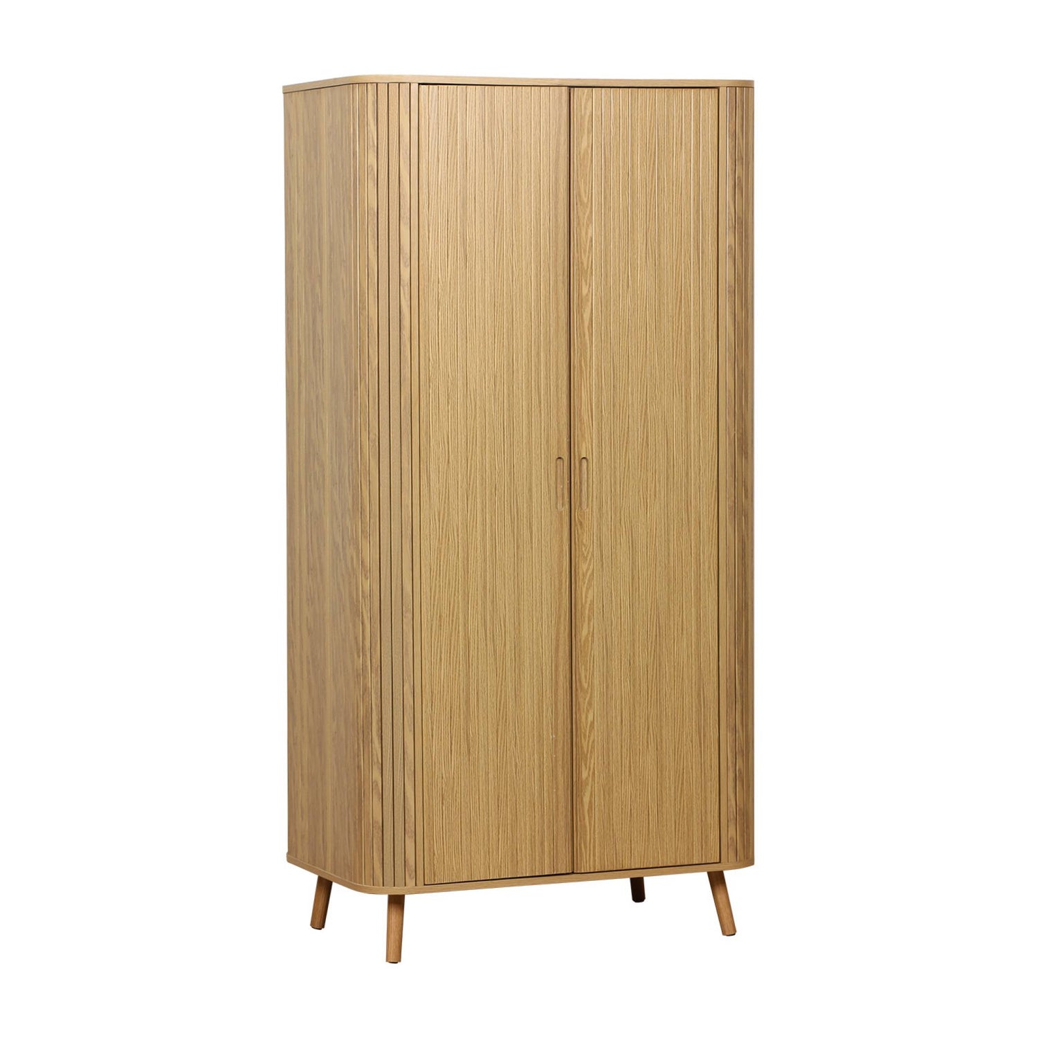 sweeek - Kledingkast gegroefd houteffect met plank en kledingstang