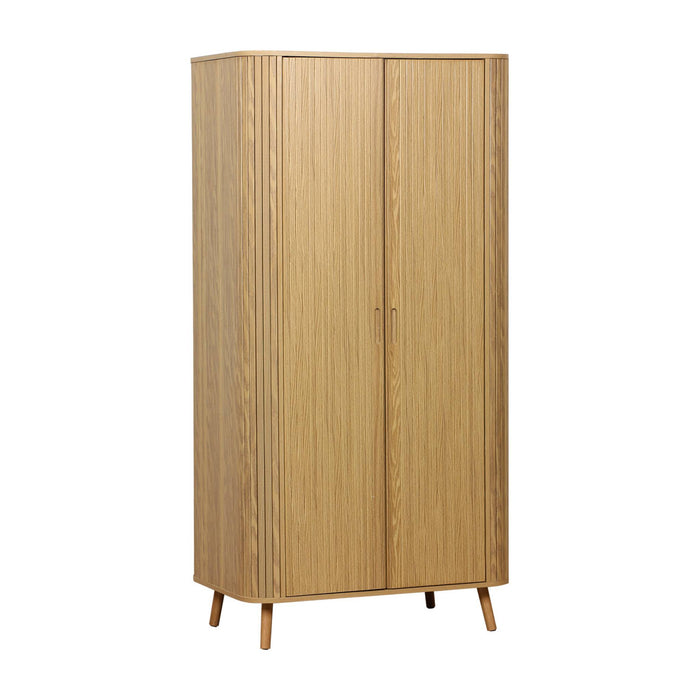 sweeek - Kledingkast gegroefd houteffect met plank en kledingstang