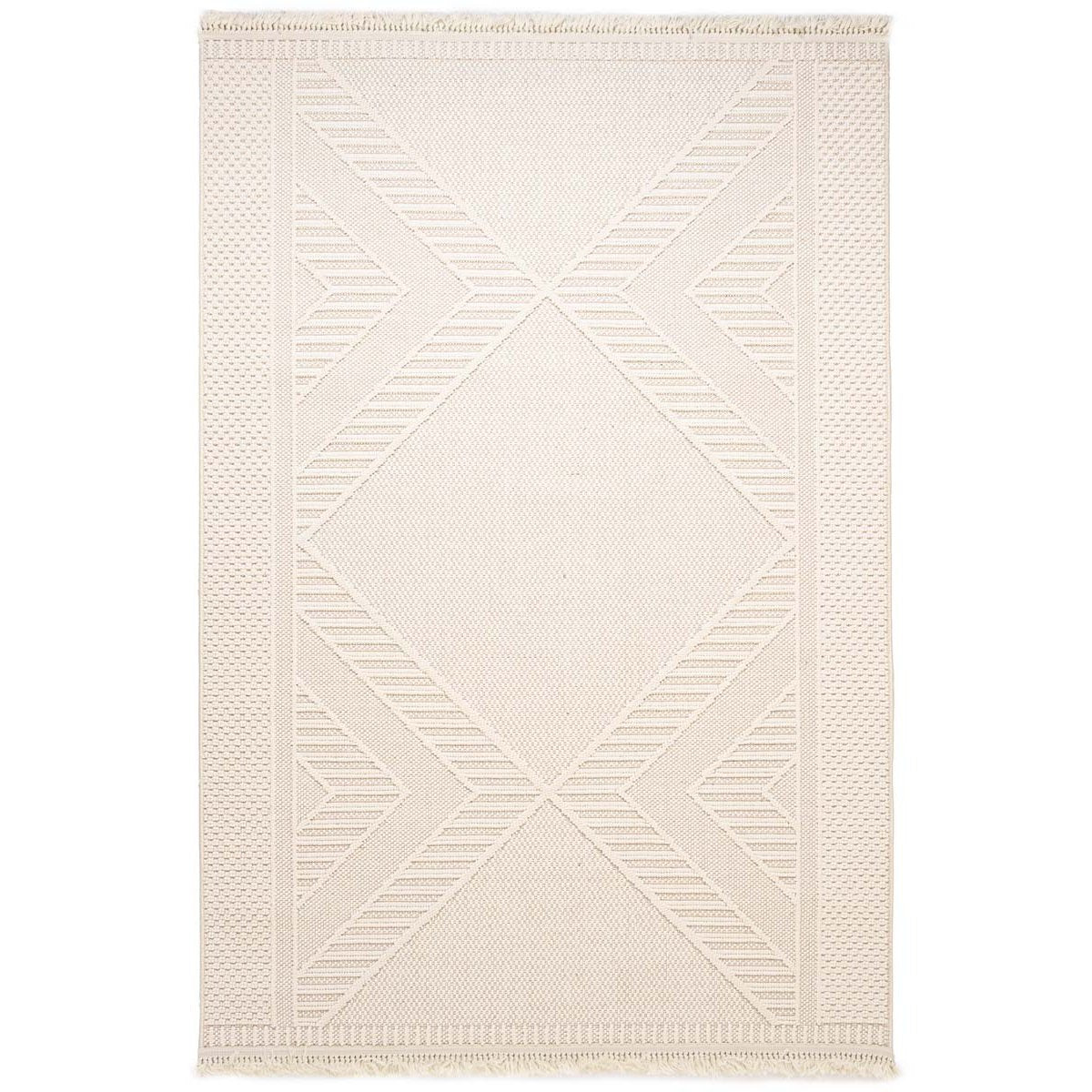 Nordic Weavers Japandi vloerkleed - Knit Diamond wit - 80x150 cm