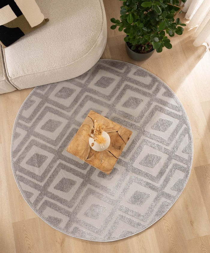 Nordic Weavers Rond vloerkleed Scandinavisch - Contour Diamond grijs -