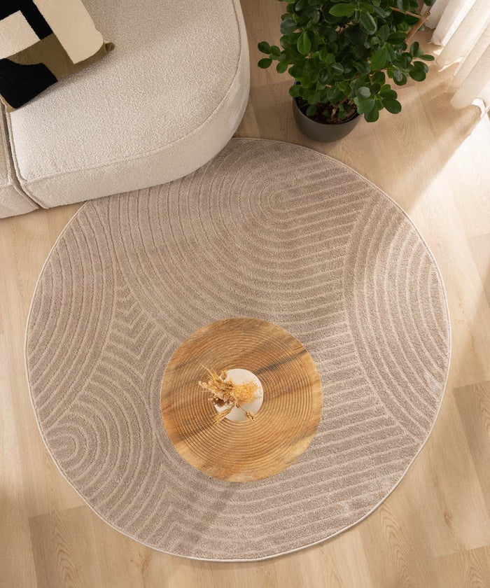 Nordic Weavers Rond vloerkleed Scandinavisch - Contour Curve beige -
