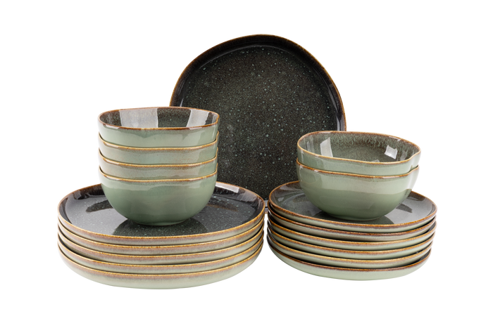 James Cooke - Moss - Serviesset - 6 persoons - 18 delig - Groen