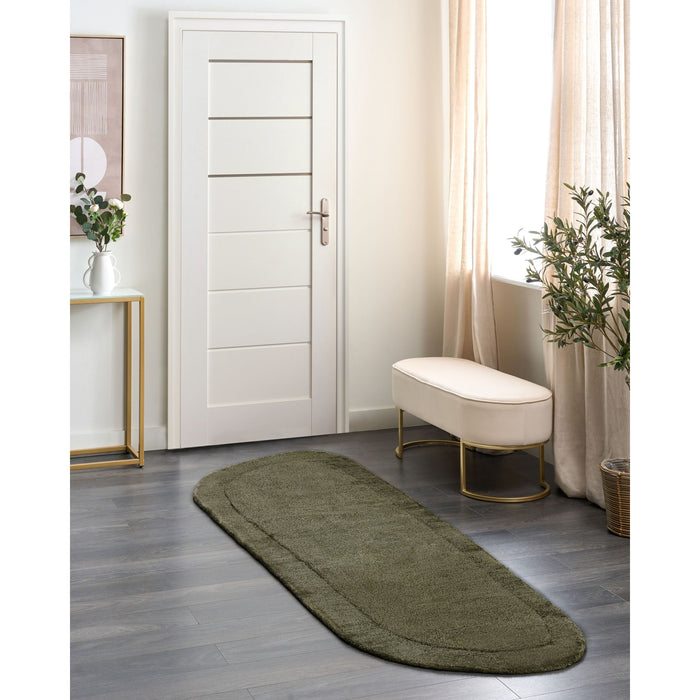 Beliani - BERANI - Vloerkleed - Donkergroen - 80 x 250 cm - Viscose