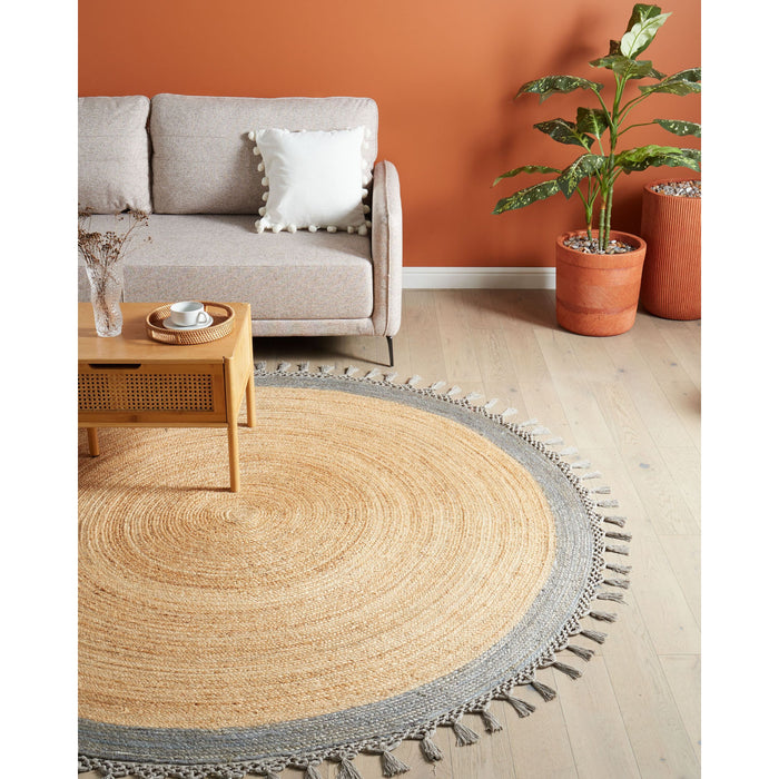 Beliani - MARTS - Vloerkleed - Beige|Grijs - 200 cm - Jute