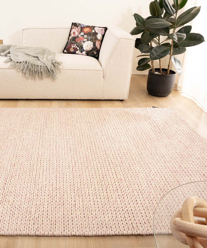 Nordic Weavers Wollen vloerkleed - Hyssing crème|roze - 240x340 cm