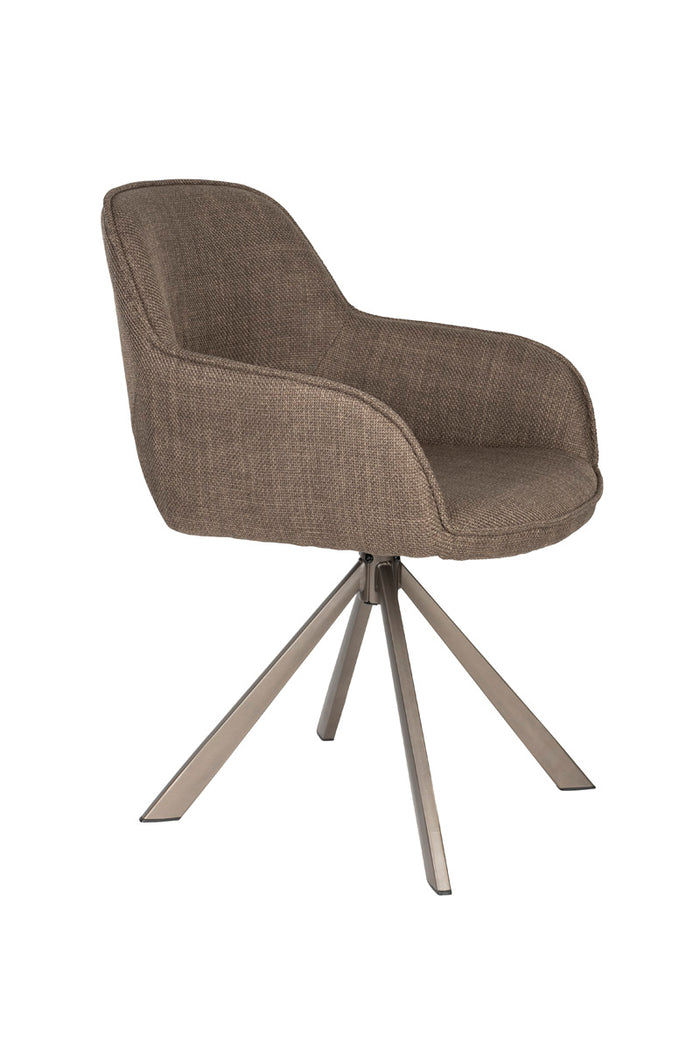 Giga Meubel - Eetkamerstoel Bruin Stof - Draaibaar - Toye - Set van 2