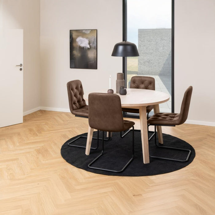 Giga Living - Eetkamerstoel - Bruin - Stof - Karna - Set van 2