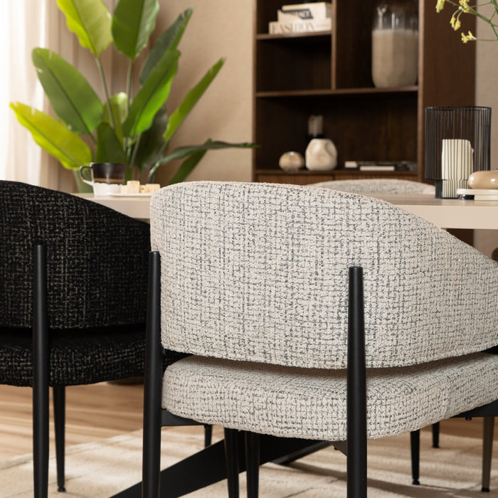 Bronx71 Eetkamerstoel Armin gemêleerde stof off white|zwart