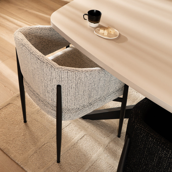 Bronx71 Eetkamerstoel Armin gemêleerde stof off white|zwart