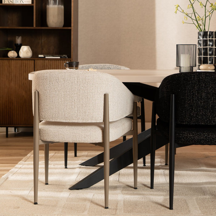 Bronx71 Eetkamerstoel Armin gemêleerde stof beige