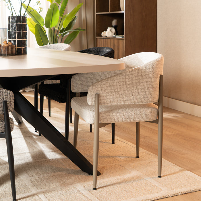 Bronx71 Eetkamerstoel Armin gemêleerde stof beige