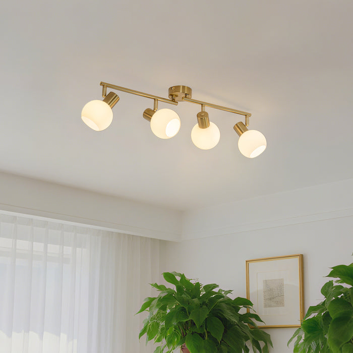 QAZQA Plafondspot goud met opaal glas 4-lichts verstelbaar - Anouk