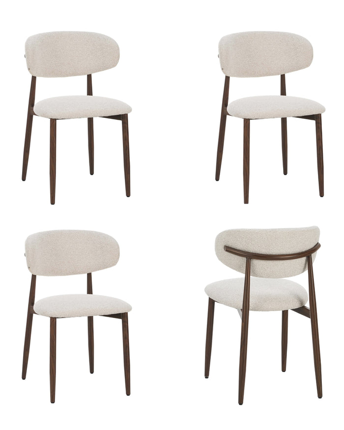 Celia - Eetkamerstoelen Beige Walnoot Set van 4 stijlvol comfortabel