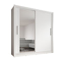 Meubella - Kledingkast Bazarre - Wit - 205 cm - Met spiegel