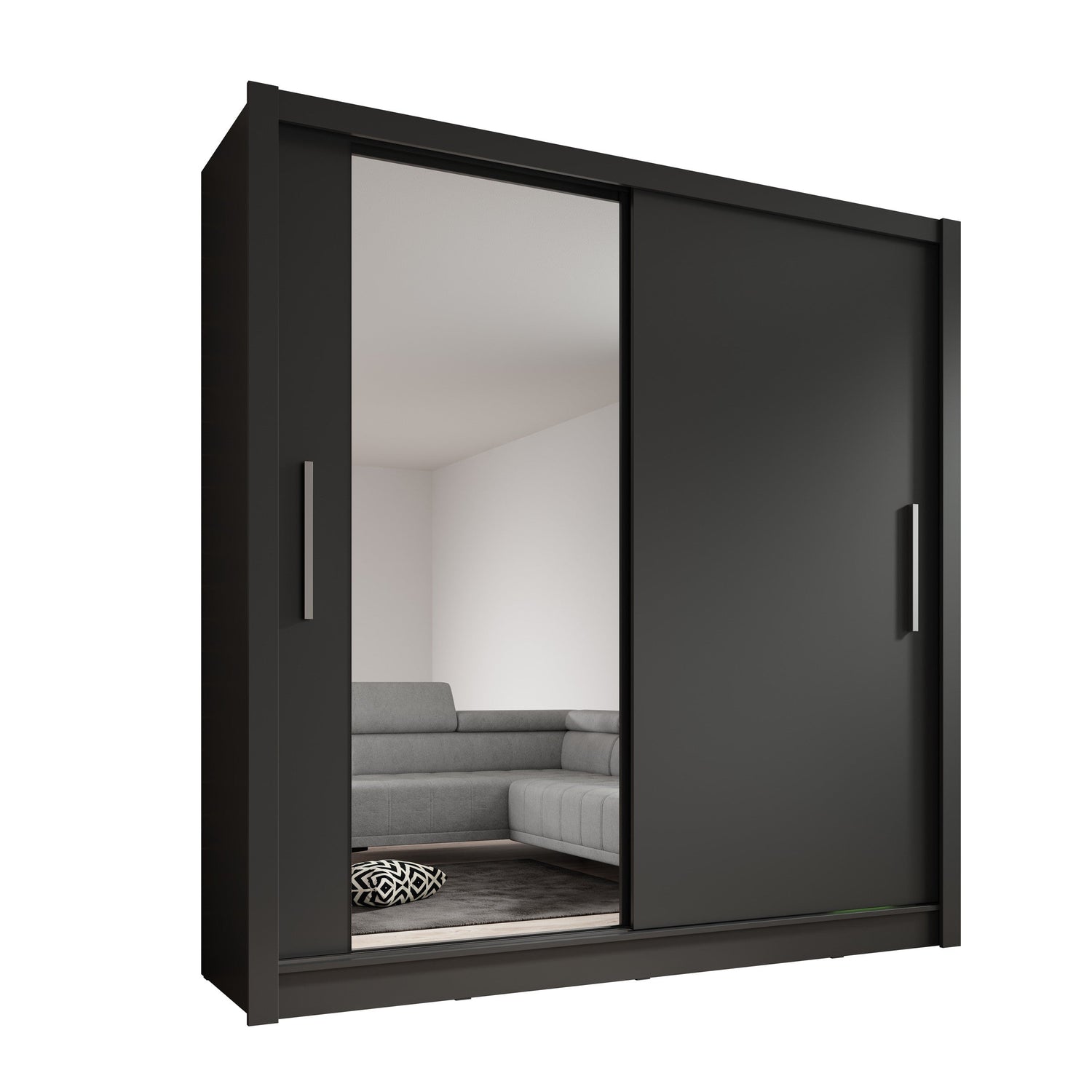 Meubella - Kledingkast Bazarre - Grijs - 205 cm - Met spiegel