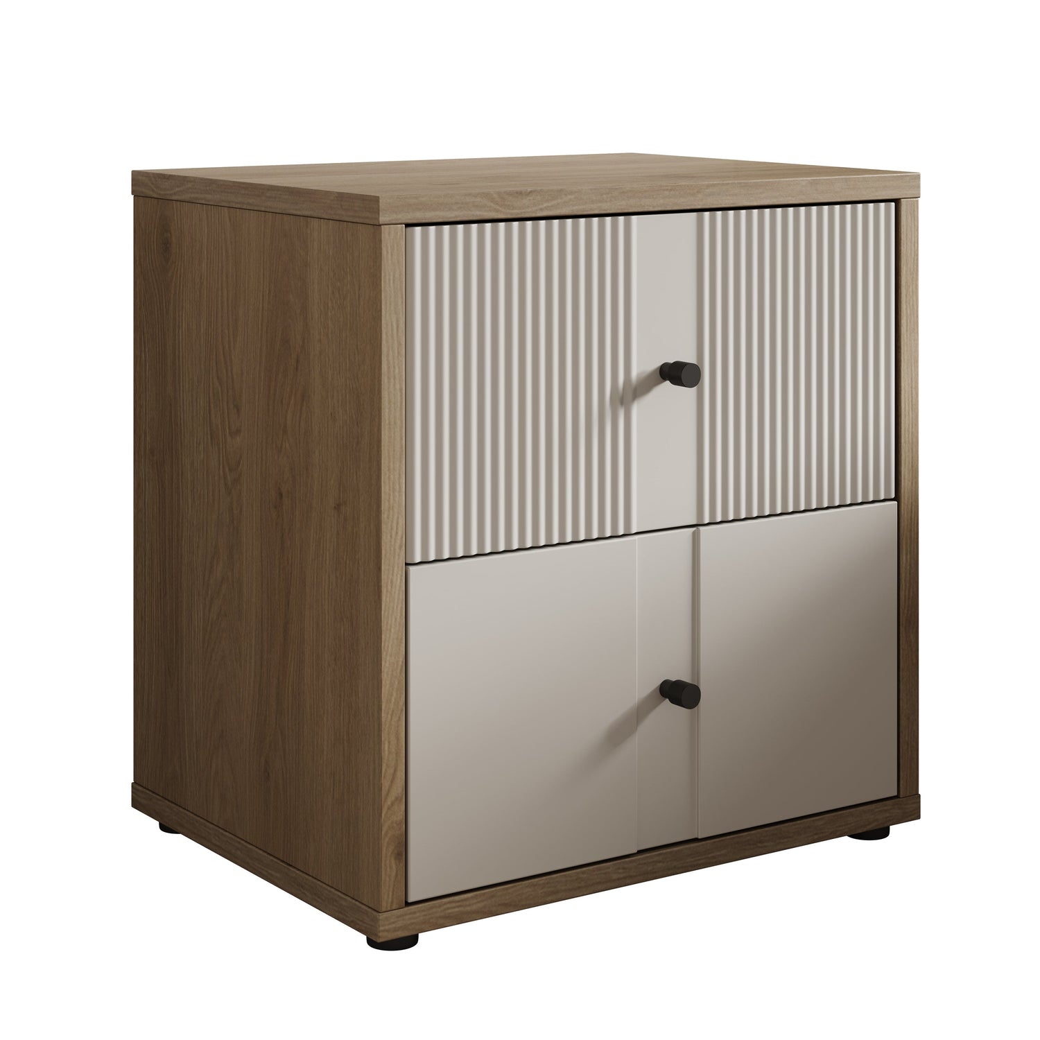 Meubella - Nachtkastje Riggs - Beige - 55 cm - 2 lades