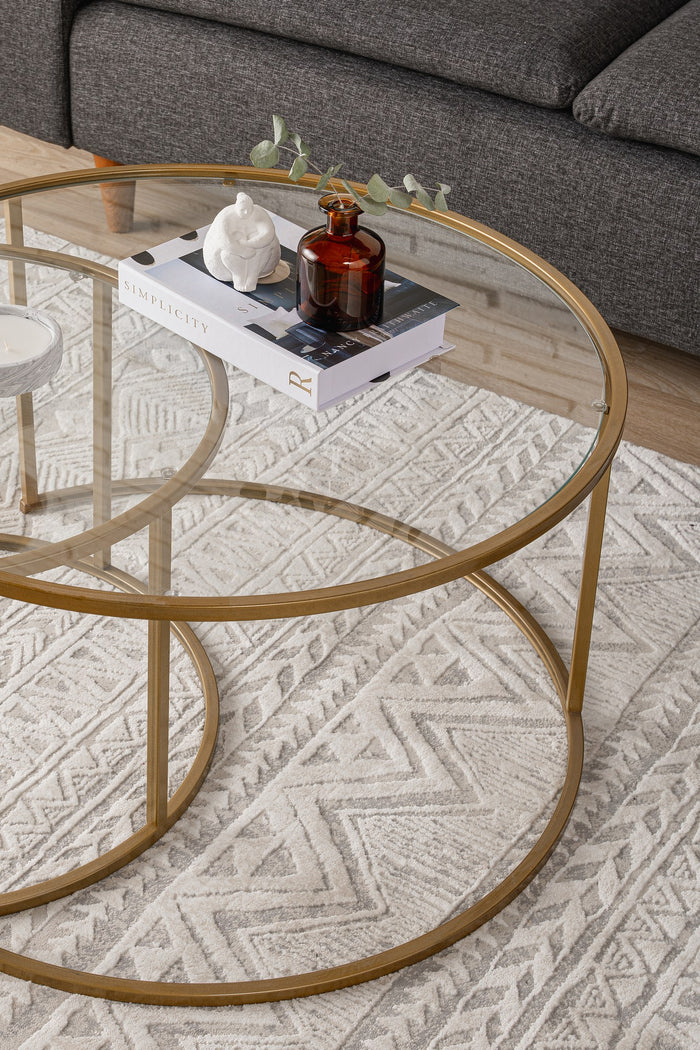 Giga Meubel - Salontafel Goud|Glas - Set van 2 - Belarus