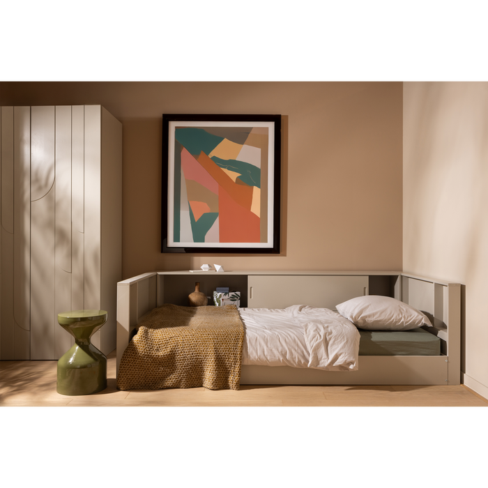 WOOOD Carter Bedbank - Grenenhout - Dust|Beige - 90x200