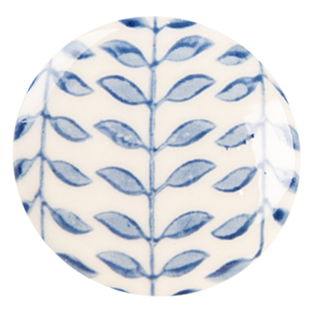 Clayre & Eef Deurknop Ø 4x3 cm Beige Blauw Keramiek