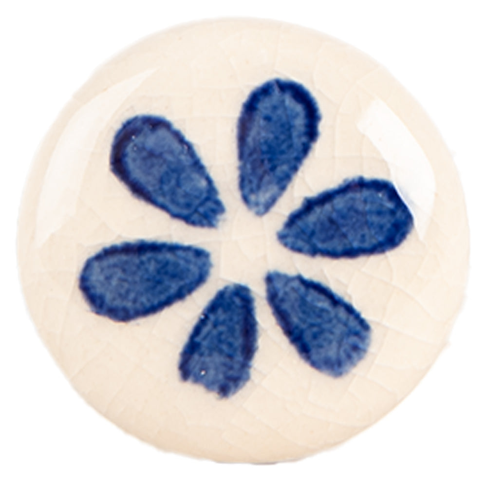 Clayre & Eef Deurknop Ø 3x3 cm Beige Blauw Keramiek