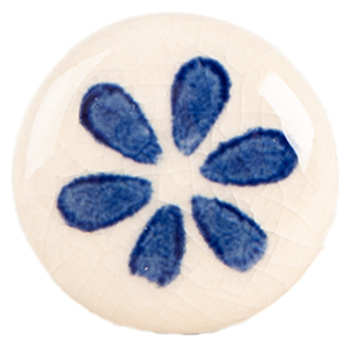 Clayre & Eef Deurknop Ø 3x3 cm Beige Blauw Keramiek