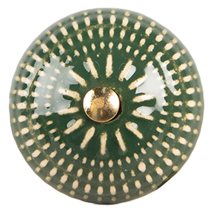 Clayre & Eef Deurknop Ø 4x3 cm Groen Keramiek