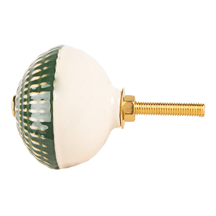 Clayre & Eef Deurknop Ø 4x3 cm Groen Keramiek