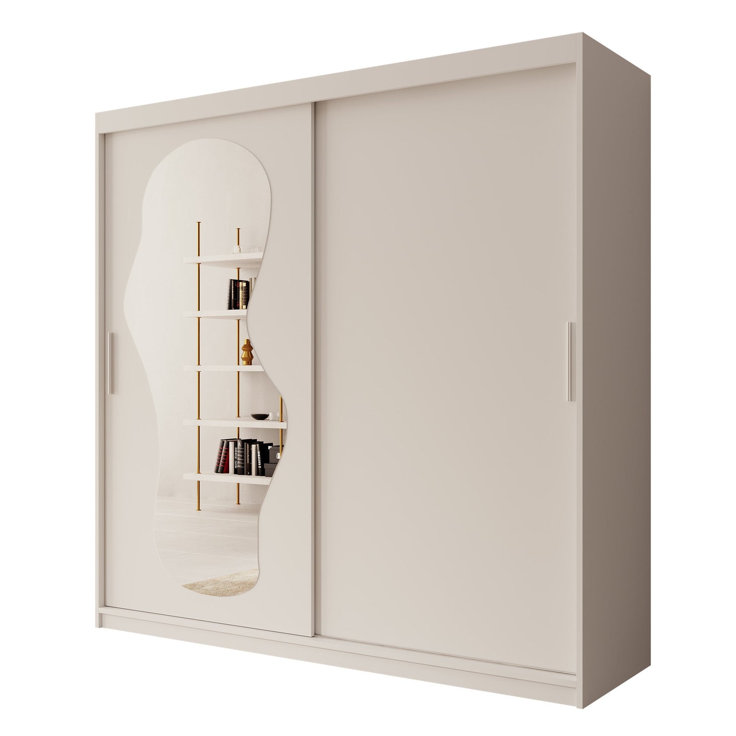 Meubella - Kledingkast Ulysses - Wit - 200 cm - Met spiegel