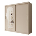 Meubella - Kledingkast Ulysses - Beige - 200 cm - Met spiegel
