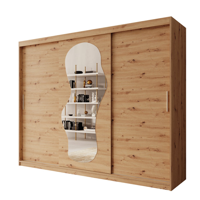 Meubella - Kledingkast Ulysses - Eiken - 250 cm - Met spiegel