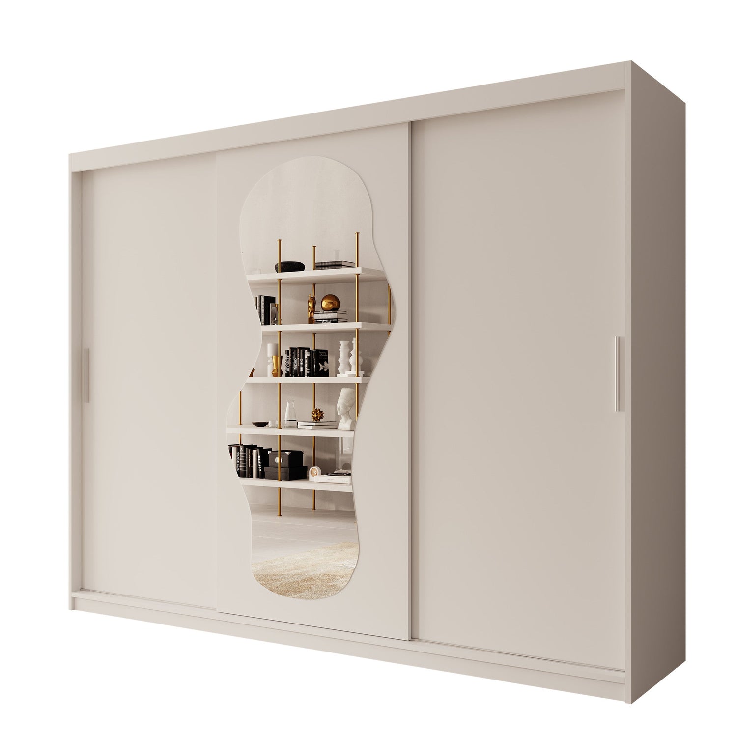 Meubella - Kledingkast Ulysses - Wit - 250 cm - Met spiegel