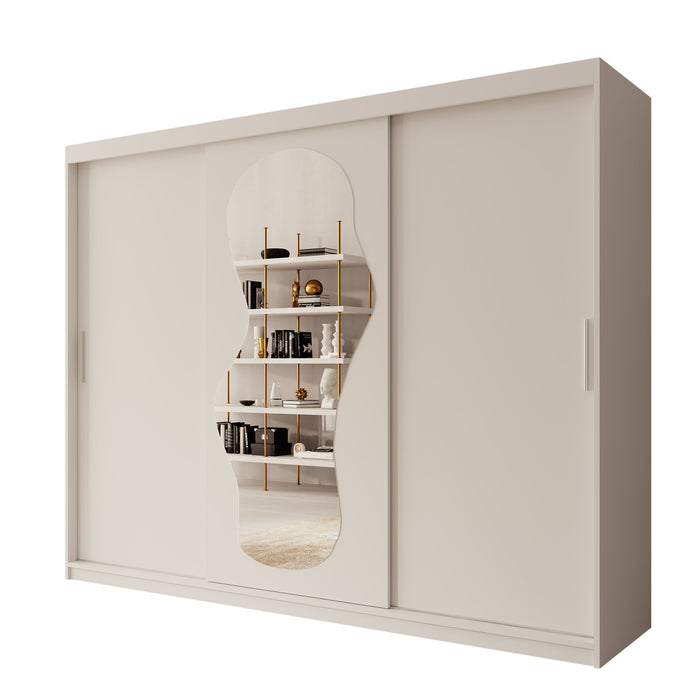 Meubella - Kledingkast Ulysses - Wit - 250 cm - Met spiegel