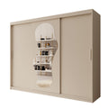 Meubella - Kledingkast Ulysses - Beige - 250 cm - Met spiegel