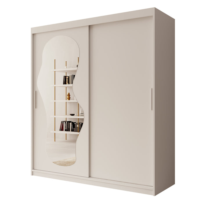 Meubella - Kledingkast Ulysses - Wit - 180 cm - Met spiegel