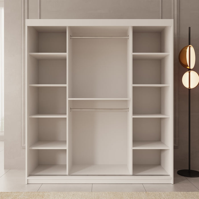 Meubella - Kledingkast Ulysses - Wit - 180 cm - Met spiegel