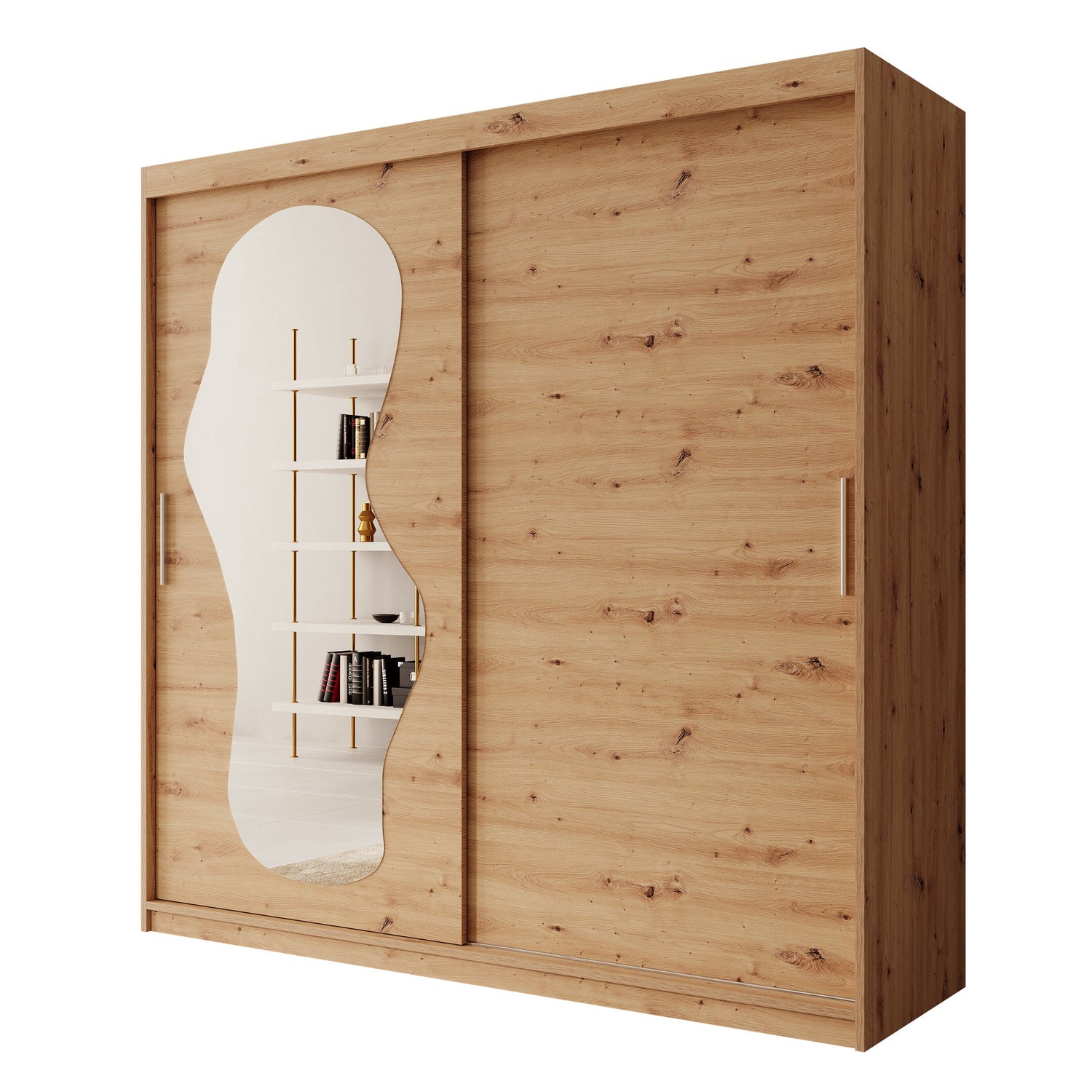 Meubella - Kledingkast Ulysses - Eiken - 200 cm - Met spiegel