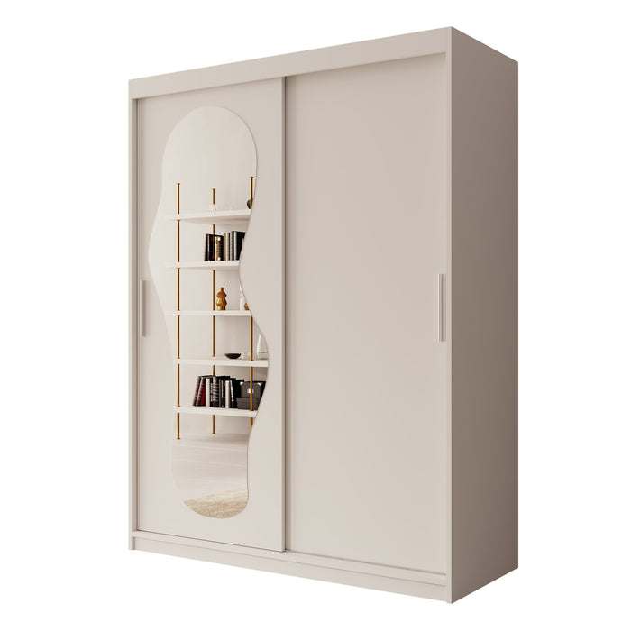 Meubella - Kledingkast Ulysses - Wit - 150 cm - Met spiegel