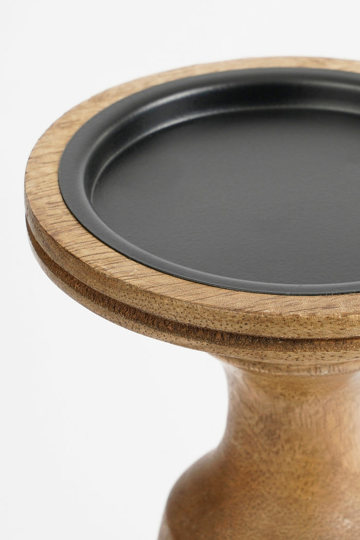 Mica Decorations Nino Kandelaar - H10 x Ø21 cm - Mangohout - Bruin