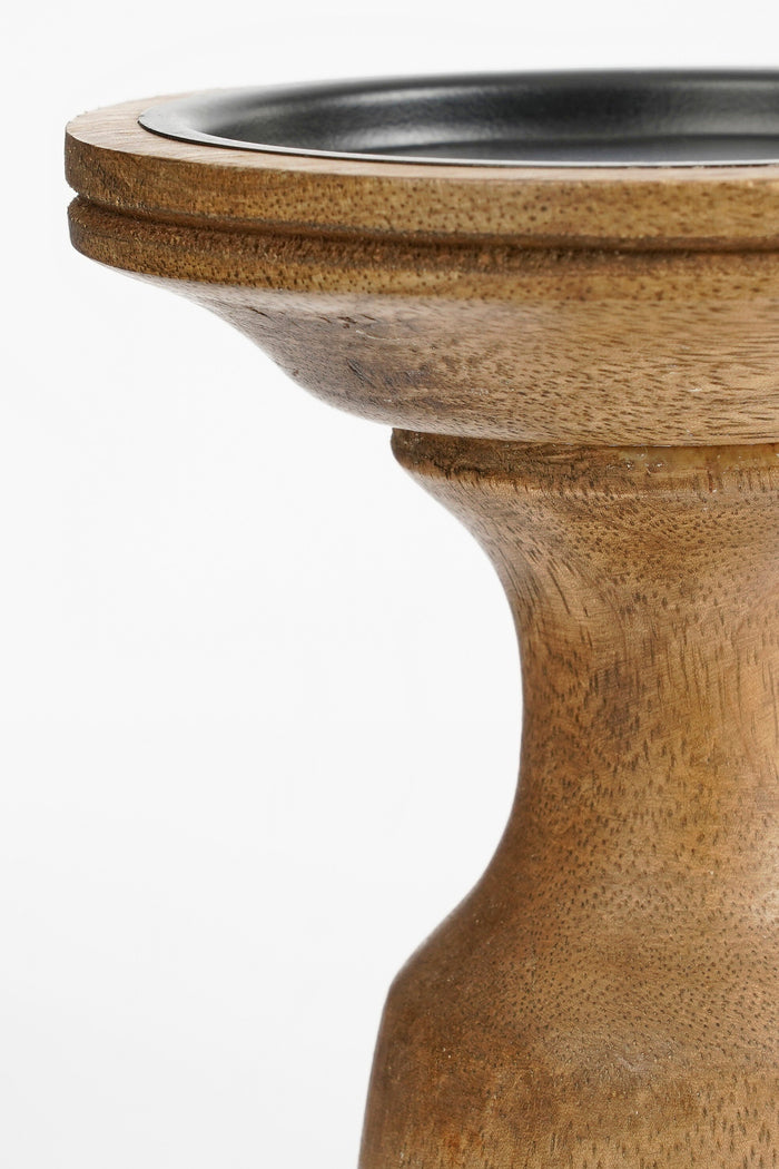 Mica Decorations Nino Kandelaar - H10 x Ø21 cm - Mangohout - Bruin