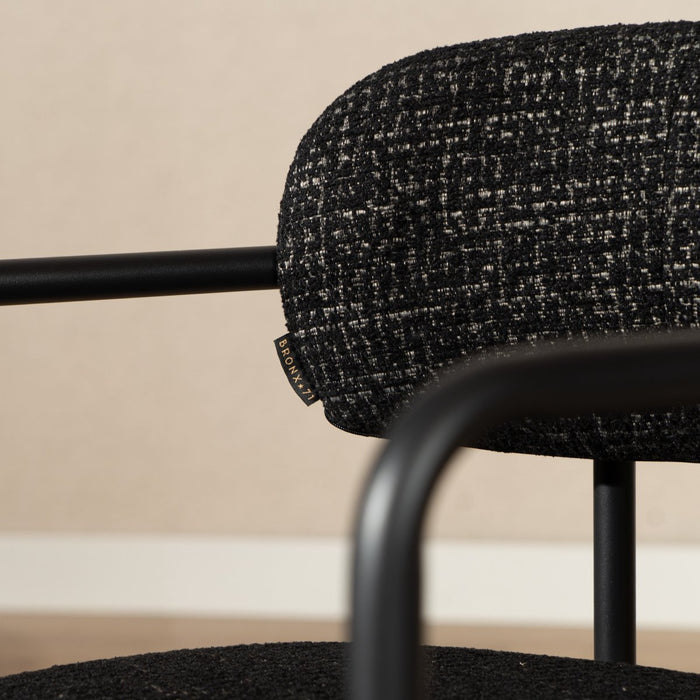 Bronx71 Eetkamerstoel Nicky gemêleerde stof zwart