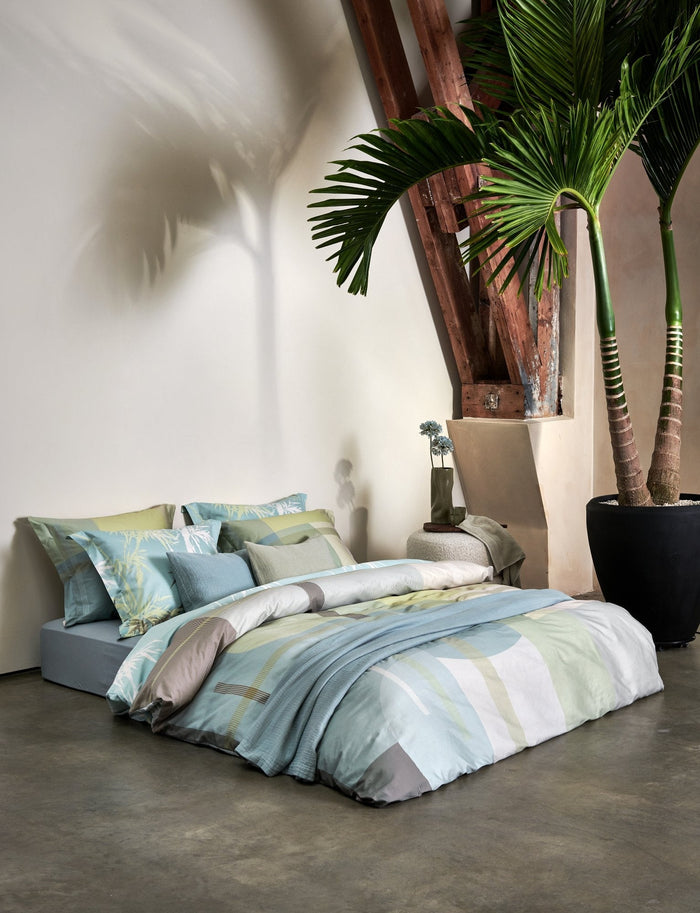Palm Paradise Dekbedovertrek Thyme | 140 x 200|220 cm | Groen | Blauw