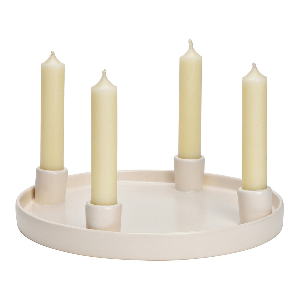 SVJ Kandelaar Adventskrans - 25x25x4 cm - Steen - Wit