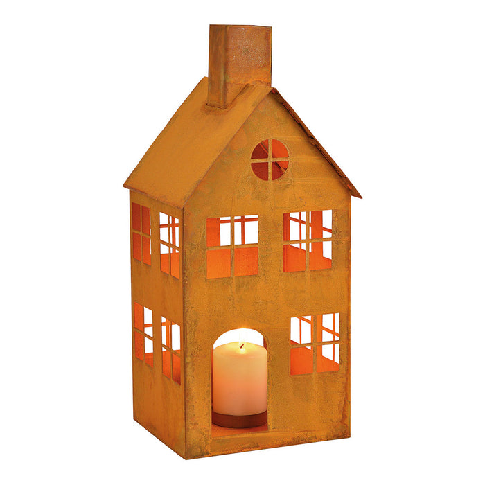 SVJ Kandelaar Lantaarnhuis - 15x17x36 cm - Metaal - Bruin