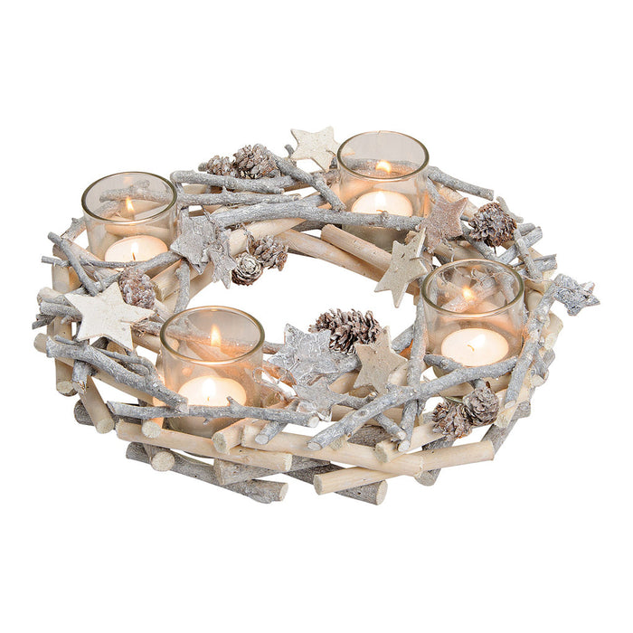 SVJ Kandelaar Adventkrans - 30x30x10 cm - Glas - Grijs