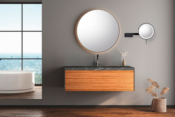 Linea Led Make Up Spiegel Wand | Zwart | Staal