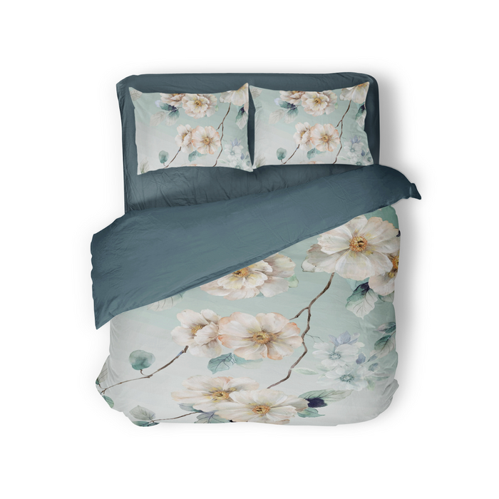 Eleganzzz Dekbedovertrek Micropercal Wildflower - light blue