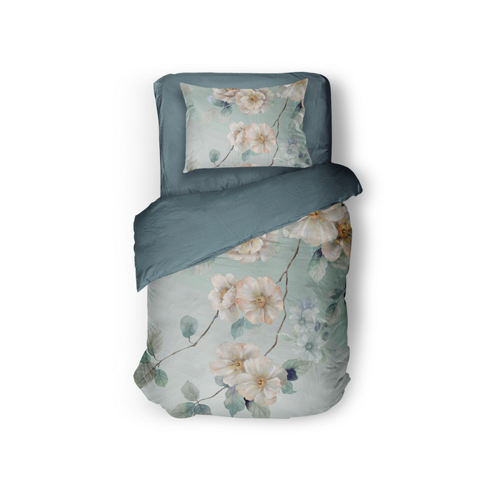 Eleganzzz Dekbedovertrek Micropercal Wildflower - light blue